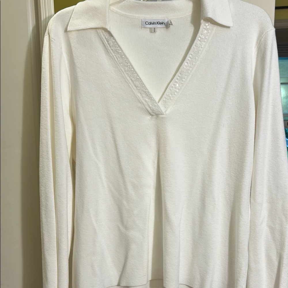 Calvin Klein off White Long Sleeve Top - Picture 9 of 9